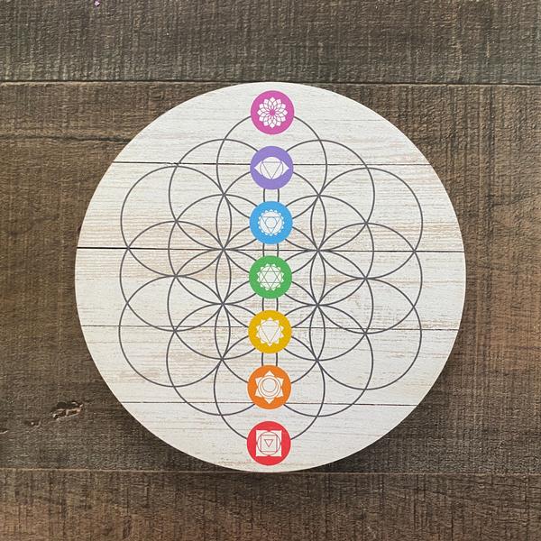 Flower of Life Chakra Color Crystal Grid 4