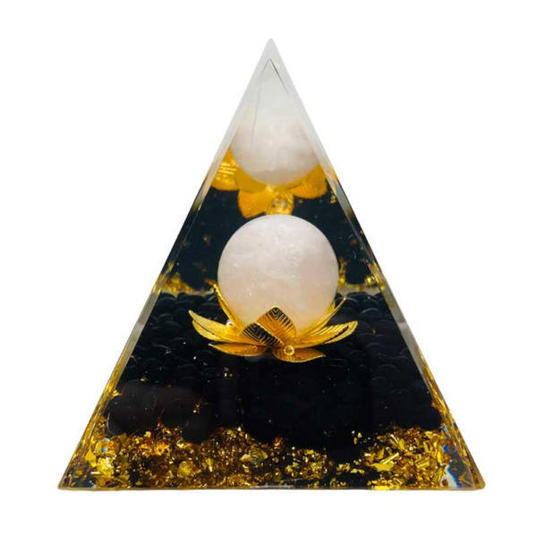 Orgonite Pyramid with Moon on Lotus