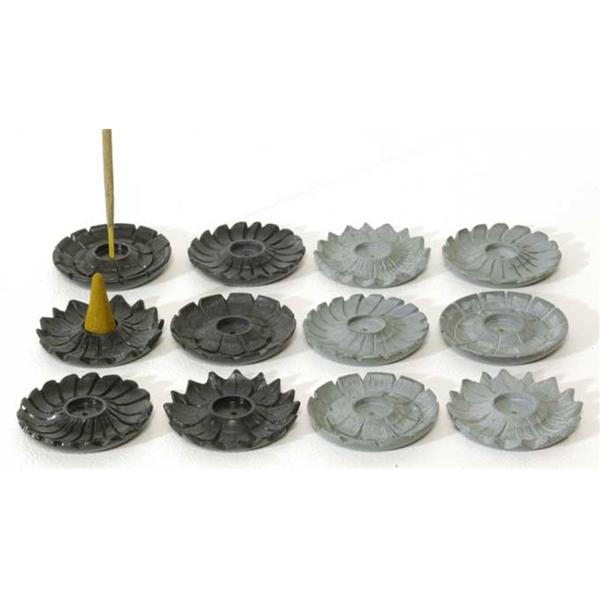 Gray or Black Round Soapstone Incense Burner