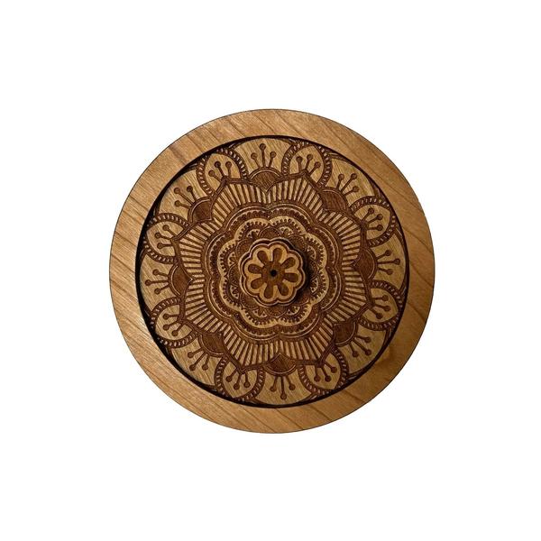 Cherry Wood Mandala Incense Burner