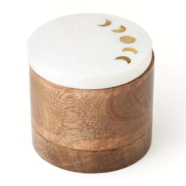 Moon Phase Mango Wood Keepsake Box