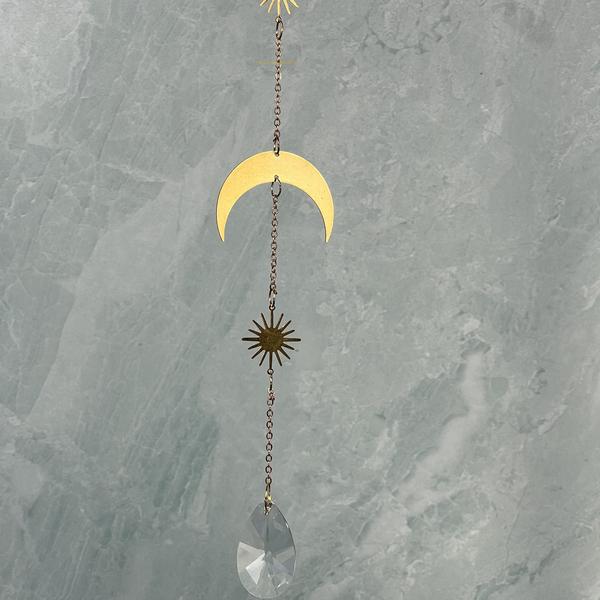 Prism Suncatcher H with Moon and Sun