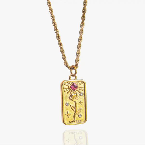 Lovers Tarot Card Necklace