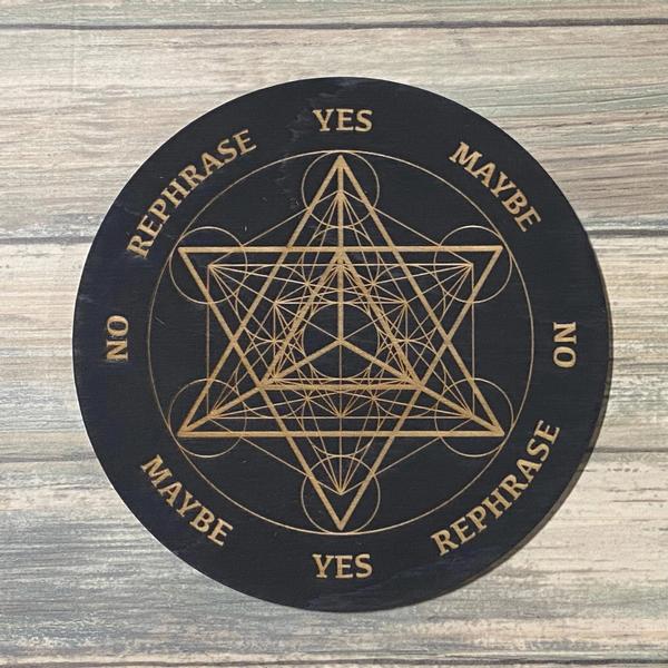 Merkaba Metatron's Cube Pendulum Board Black 4 Inch