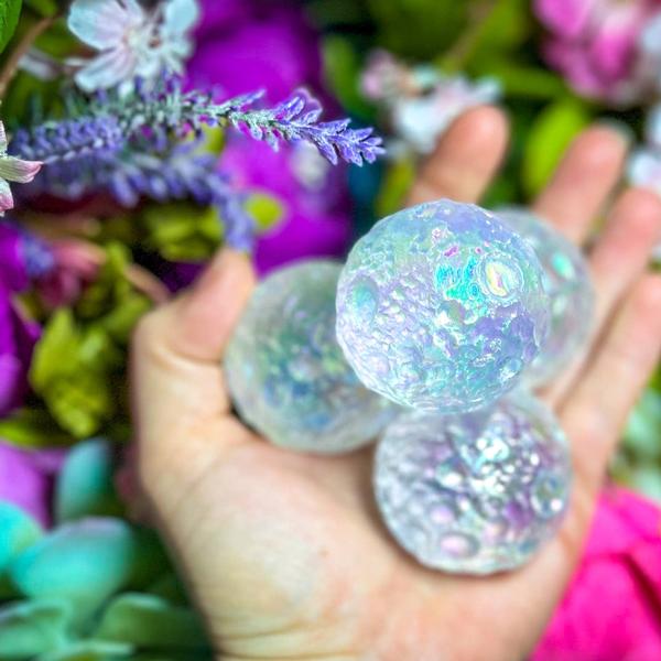 Angel Aura Quartz Moon Carving