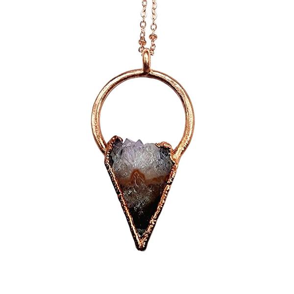 Amethyst Triangle in Copper Necklace