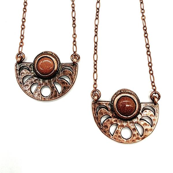Goldstone Moon Phase Necklace