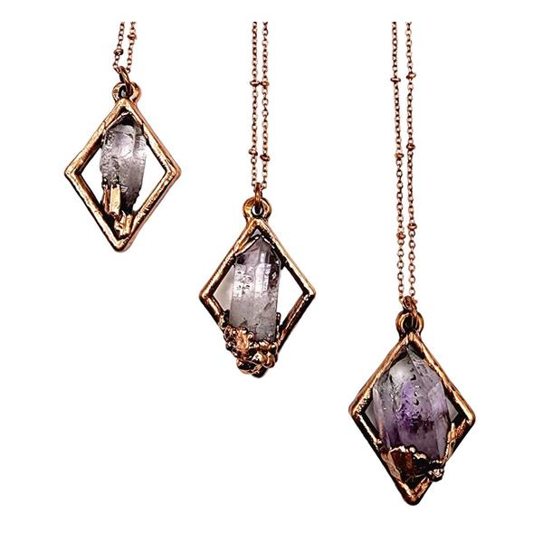 Vera Cruz Amethyst in Copper Diamond Necklace