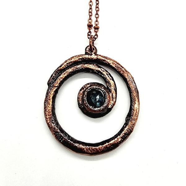 Indigo Kyanite in Copper Spiral Necklace