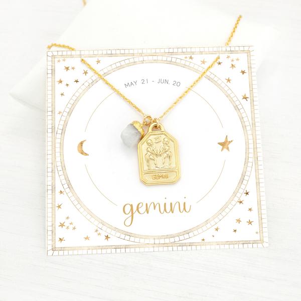 Zodiac Necklace: Gemini with Moonstone