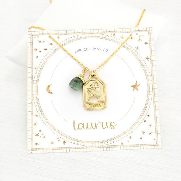 Zodiac Necklace: Taurus with Emerald