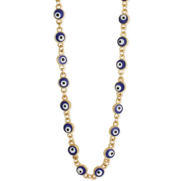 Blue Evil Eye Bead Gold Necklace