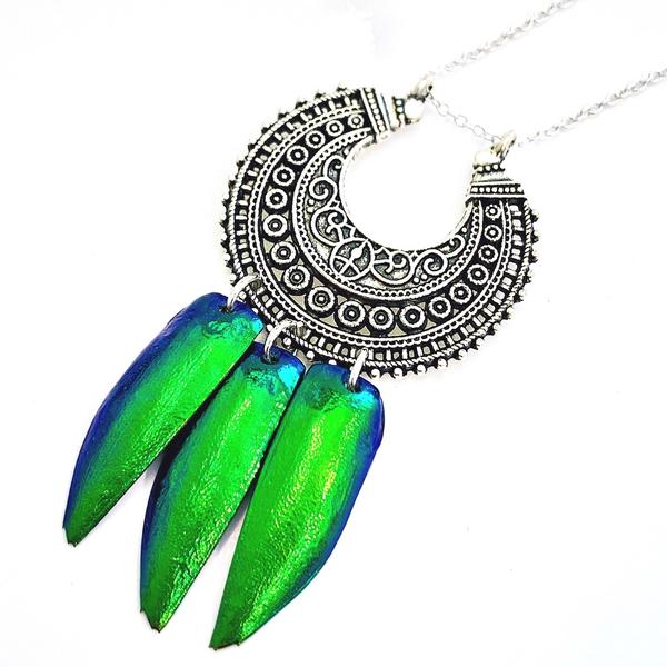 Jewel Beetle 3-Wing Necklace