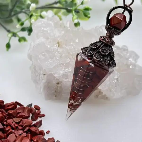 P-RJASCH Red Jasper Chip Pendulum