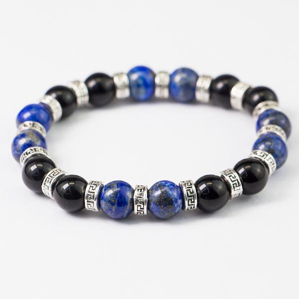 Mens Black Onyx & Lapis Bracelet