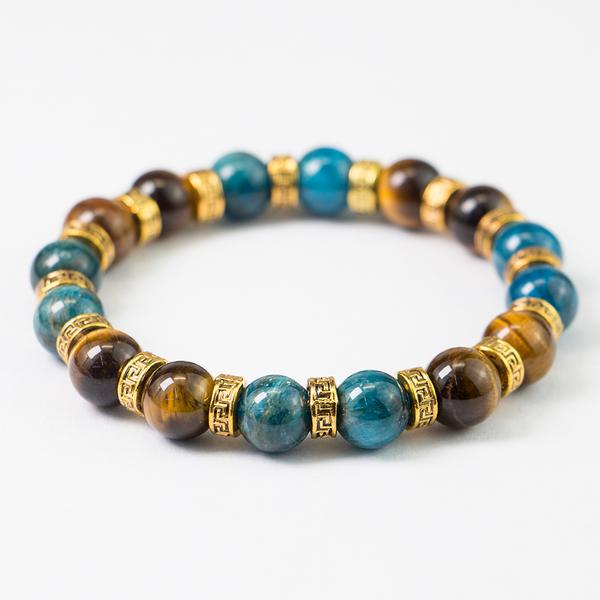 Men's Tiger Eye and Apatite Bracelet