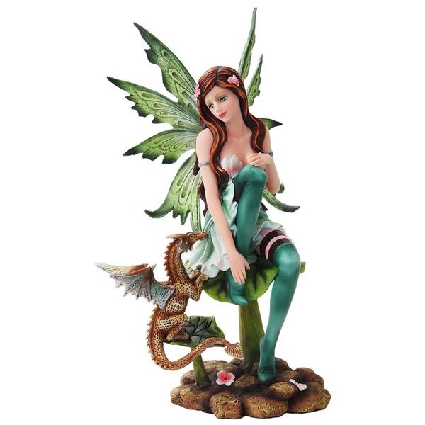 Fairy with Green Dragon Statue