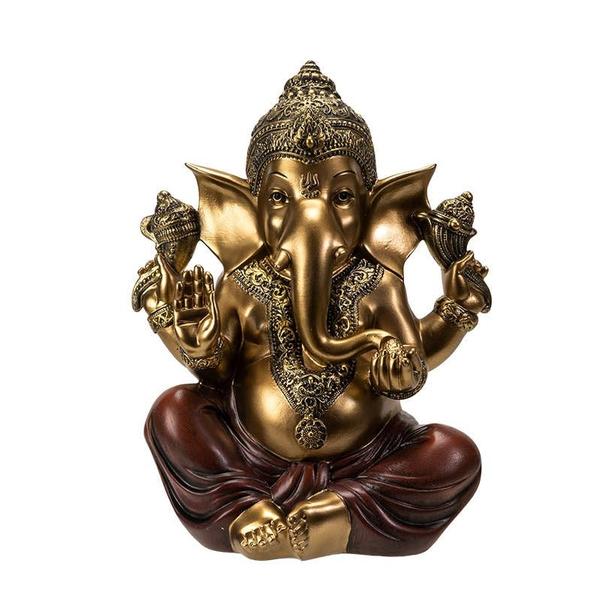 Seated Ganesh Gold Color Statue