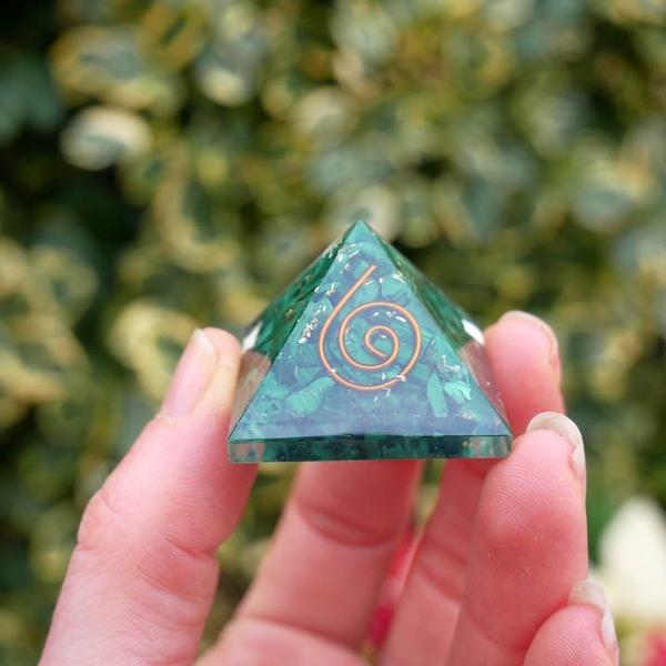 Orgonite Mini Pyramid with Copper and Malachite
