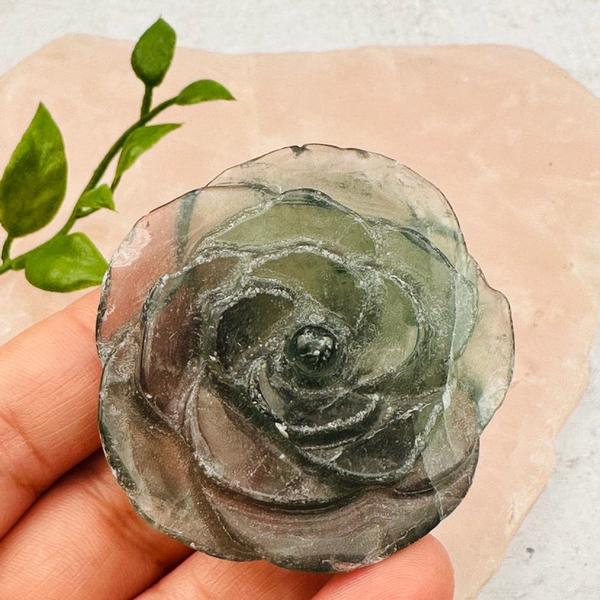 Fluorite Rose Carving