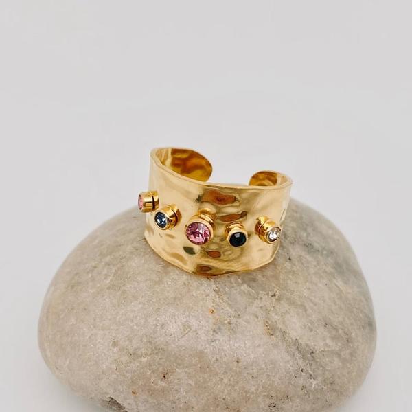 Colorful Zircon 18k Gold Plated Ring