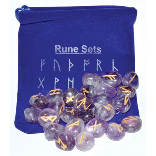 Amethyst Rune Set with Pouch