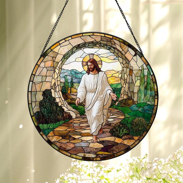 He Is Risen Stained Glass Suncatcher