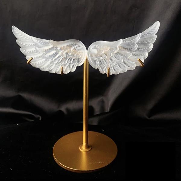 Selenite Angel Wings with Stand