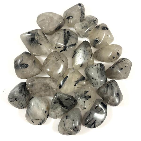 Tumbled Black Tourmalinated Quartz