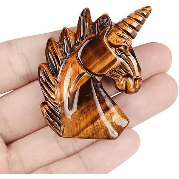 Tiger Eye Unicorn Carving