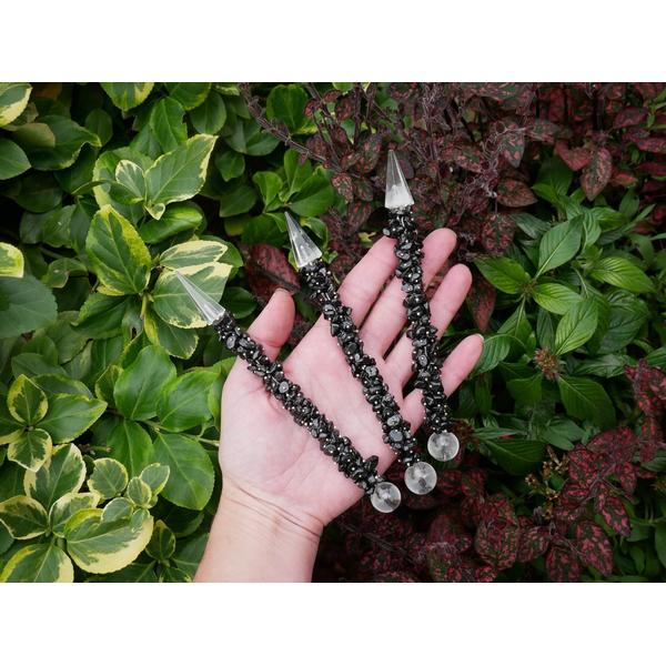 Black Tourmaline and Quartz Wand