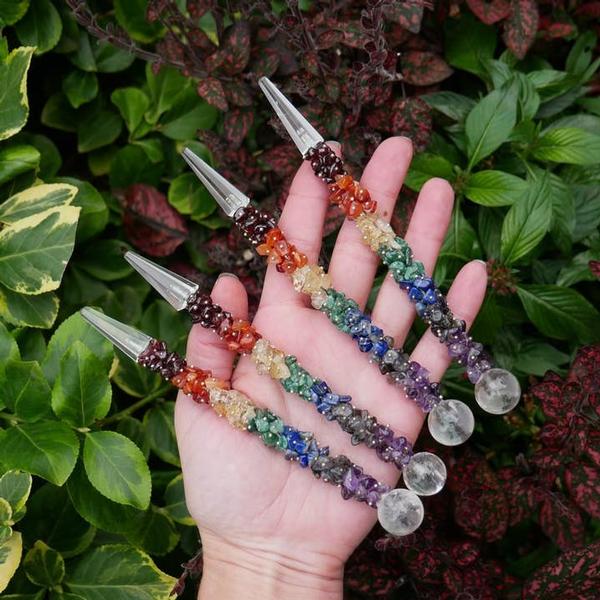 Chakra and Clear Quartz Wand