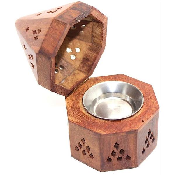 Wooden Temple Charcoal & Cone Burner