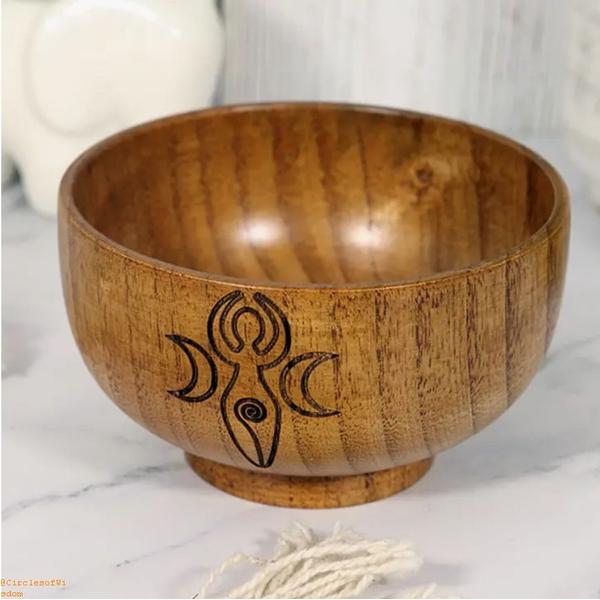 Moon Goddess Wooden Bowl