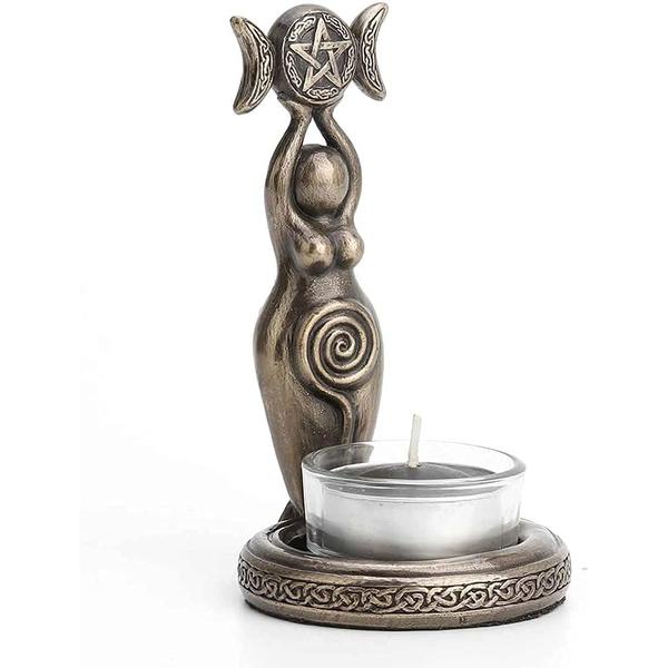 Triple Moon Spiral Goddess Candle Holder