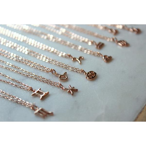 Zodiac Charm Necklace, Rose Gold