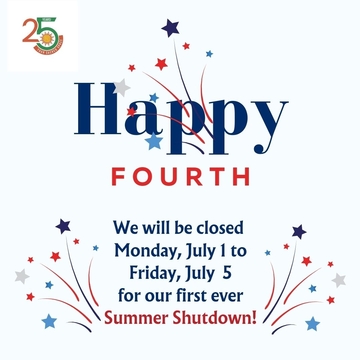 Happy Fourth of July! Summer Shut Down!